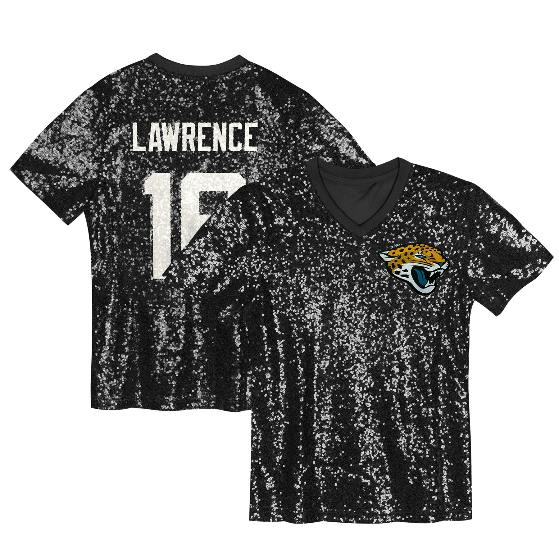 girls youth trevor lawrence black jacksonville jaguars sequin v-neck fashion jersey Collection – Jaguars Jerseys & Hats for Every Fan