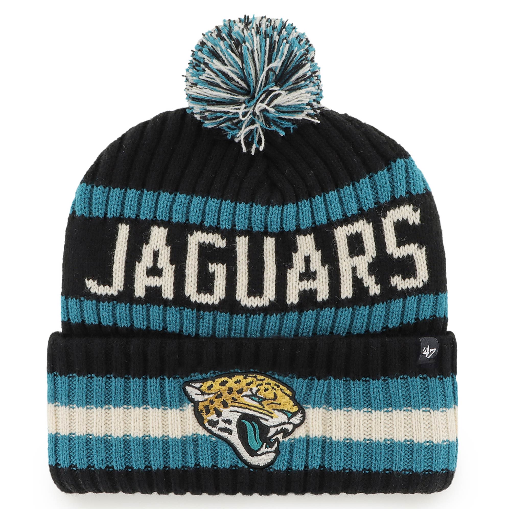 mens 47 black jacksonville jaguars bering cuffed knit hat with pom Collection – Jaguars Jerseys & Hats for Every Fan