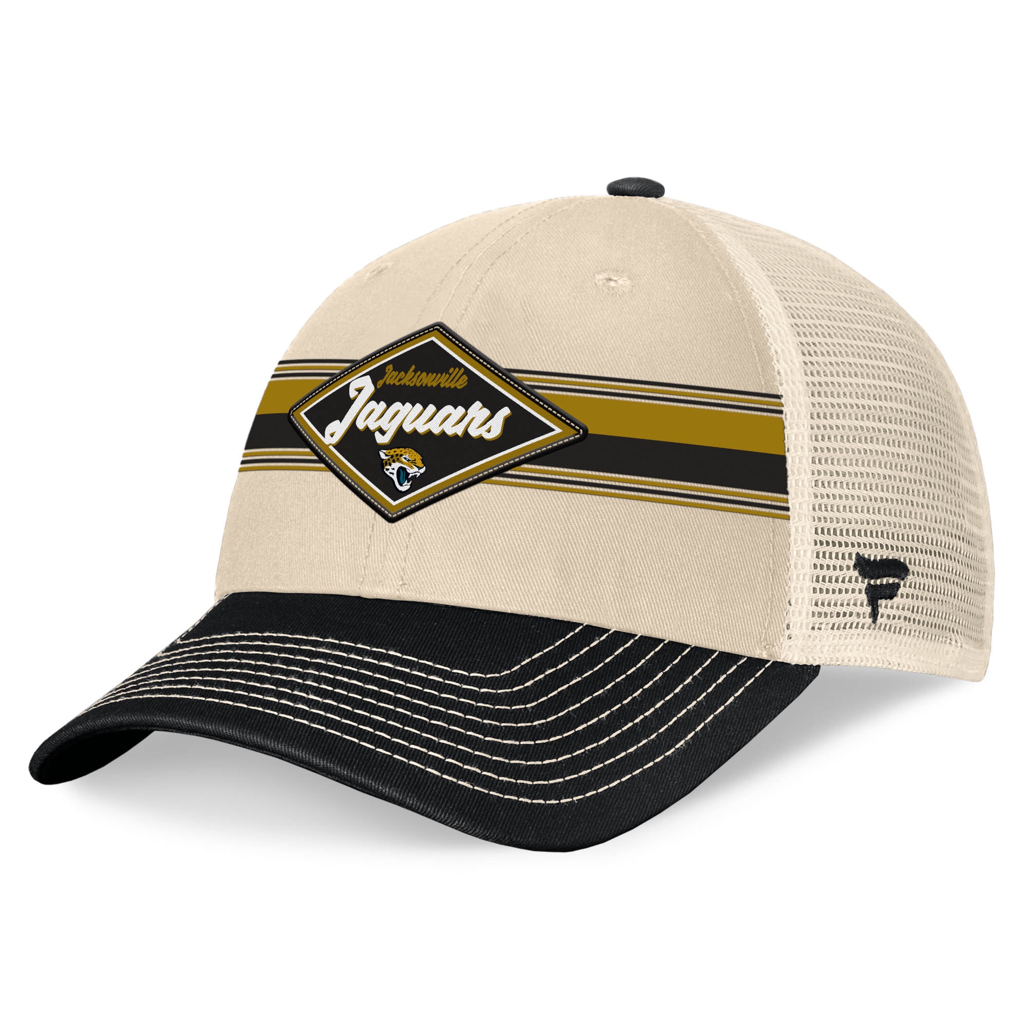 mens fanatics naturalblack jacksonville jaguars diamond stripe trucker adjustable hat Collection – Jaguars Jerseys & Hats for Every Fan