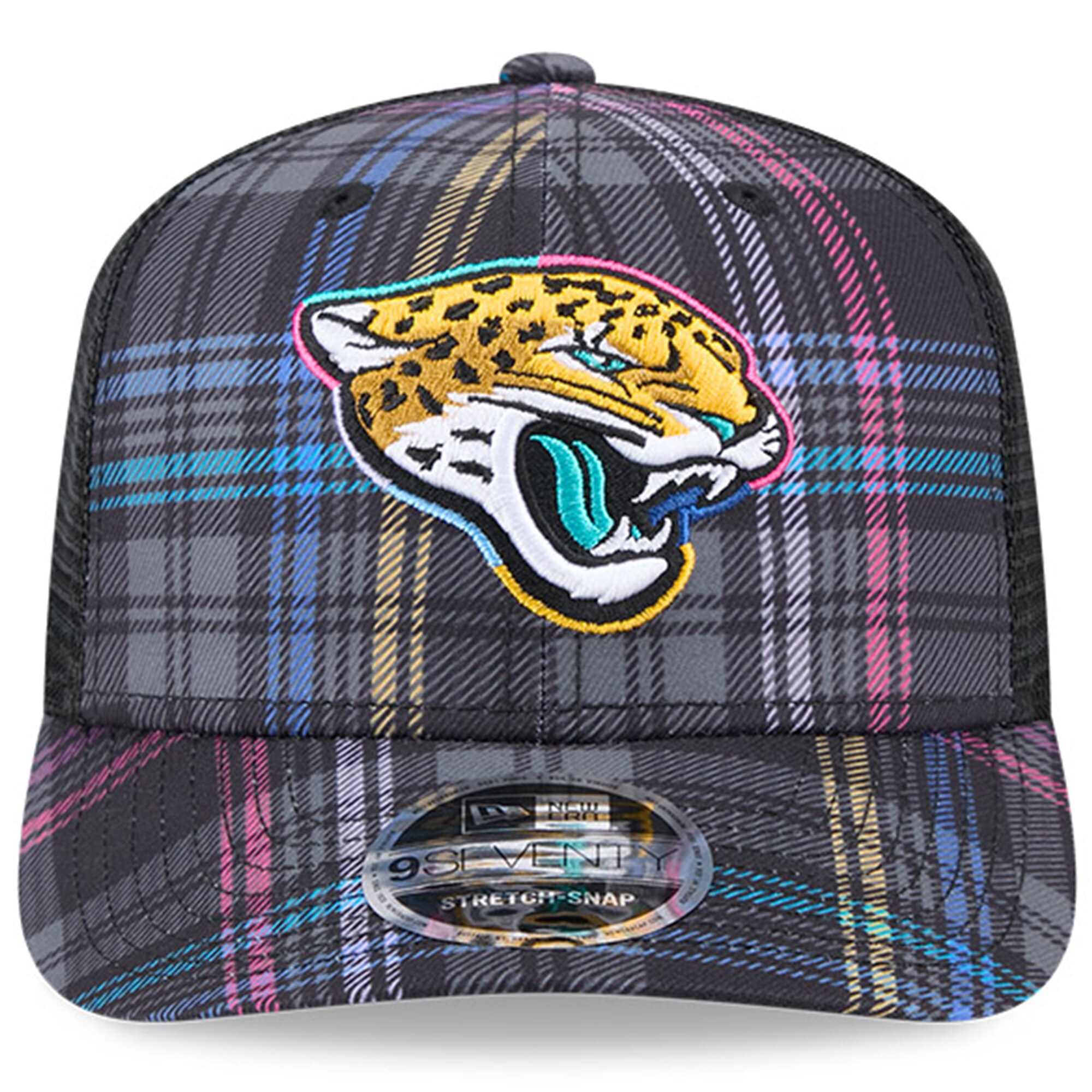 mens new era black jacksonville jaguars 2024 nfl crucial catch plaid 9seventy trucker snapback hat Collection – Jaguars Jerseys & Hats for Every Fan