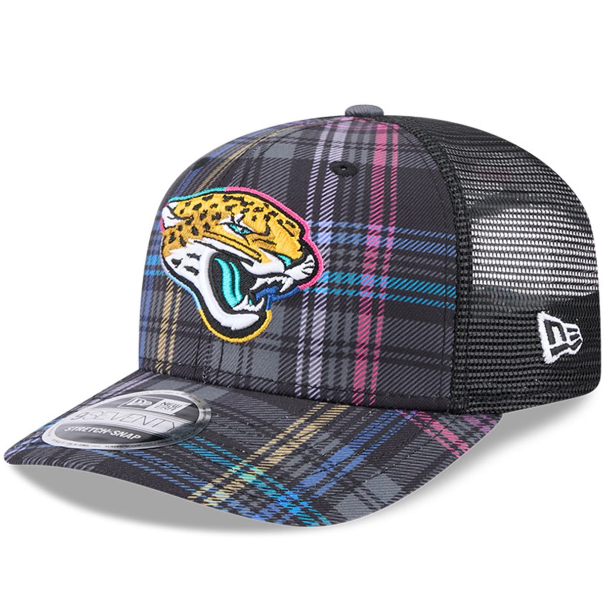 mens new era black jacksonville jaguars 2024 nfl crucial catch plaid 9seventy trucker snapback hat Collection – Jaguars Jerseys & Hats for Every Fan