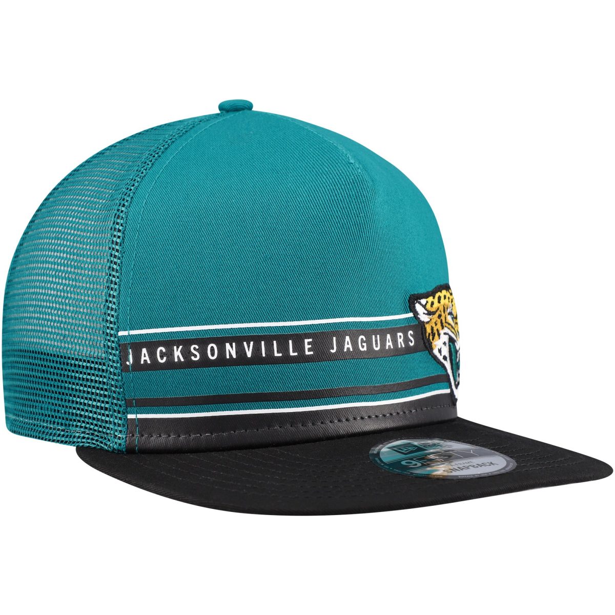 mens new era tealblack jacksonville jaguars half stripe trucker a-frame 9fifty snapback hat Collection – Jaguars Jerseys & Hats for Every Fan