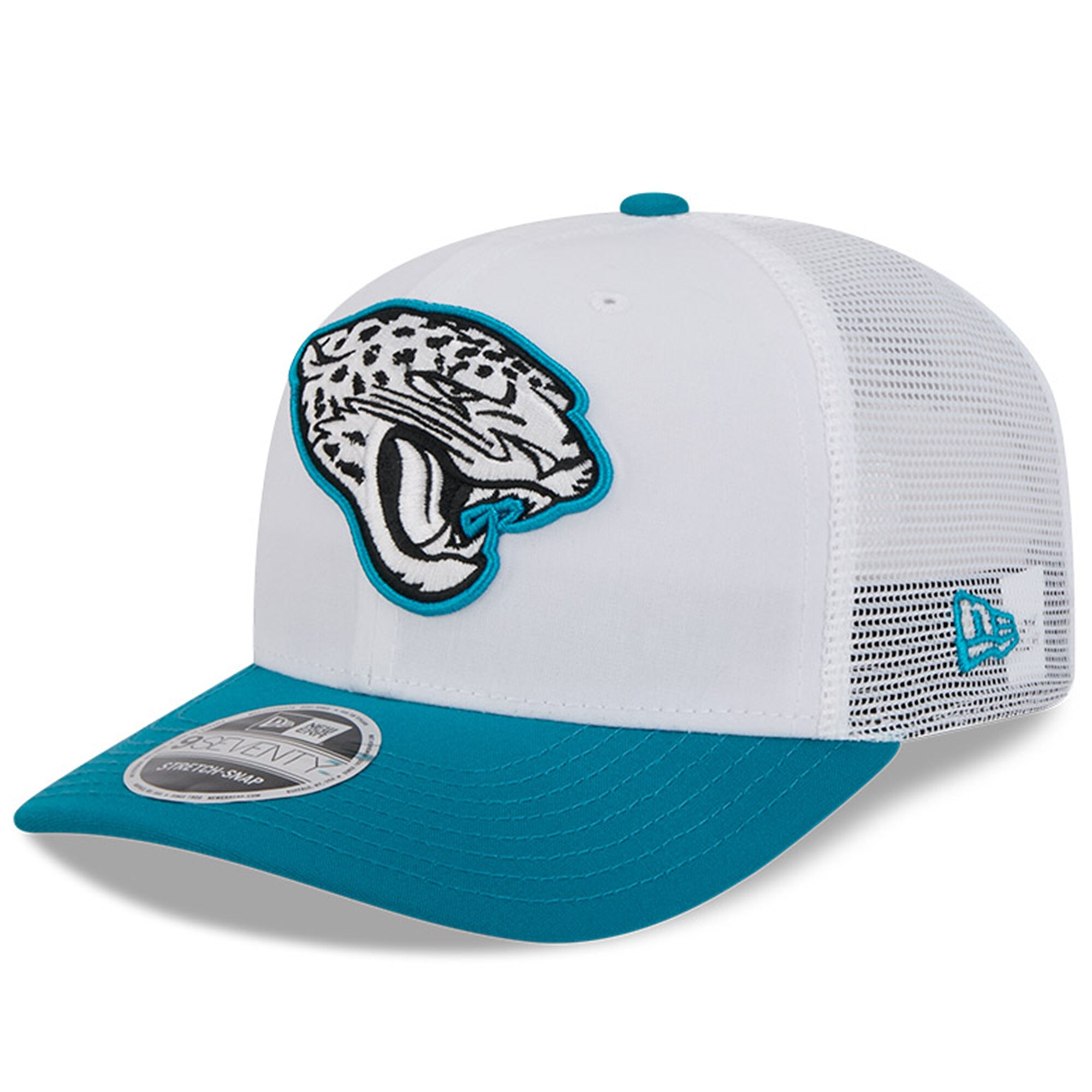 mens new era whiteteal jacksonville jaguars 2024 nfl training camp 9seventy trucker hat Collection – Jaguars Jerseys & Hats for Every Fan