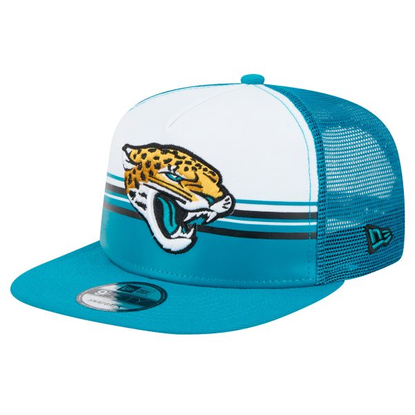 mens new era whiteteal jacksonville jaguars striped a-frame 9fifty trucker snapback hat Collection – Jaguars Jerseys & Hats for Every Fan