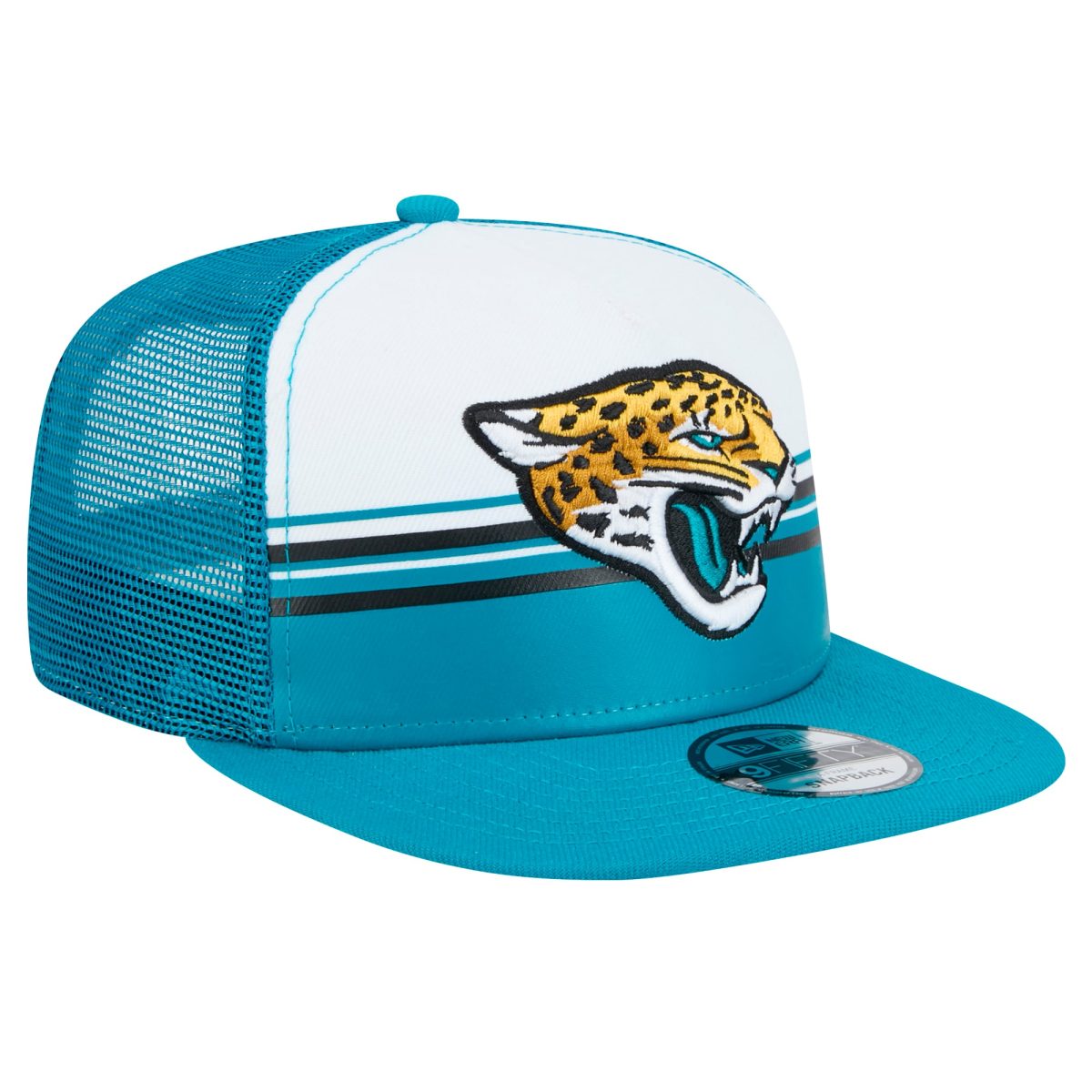mens new era whiteteal jacksonville jaguars striped a-frame 9fifty trucker snapback hat Collection – Jaguars Jerseys & Hats for Every Fan