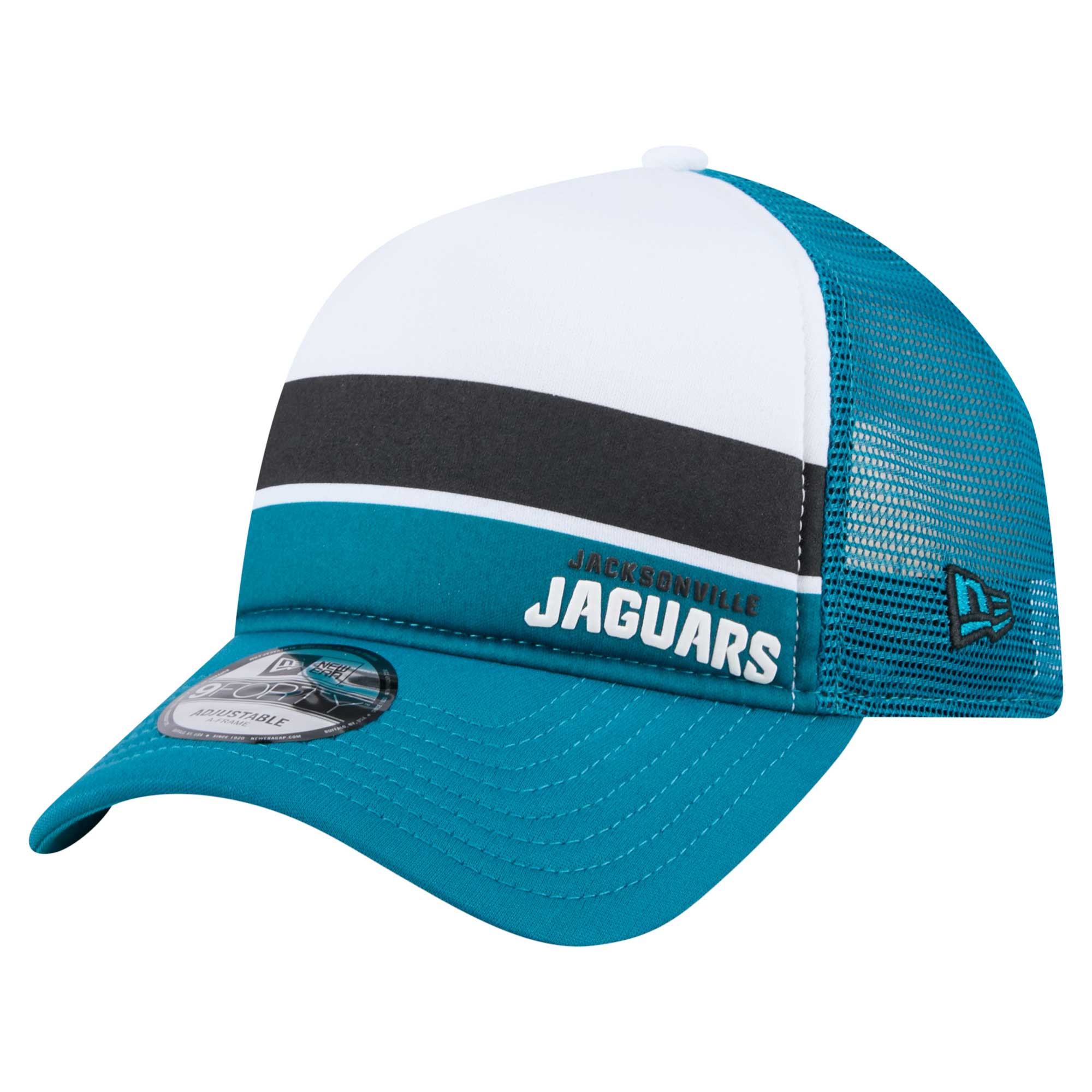 preschool new era teal jacksonville jaguars sport night color block 9forty a-frame trucker adjustable hat Collection – Jaguars Jerseys & Hats for Every Fan