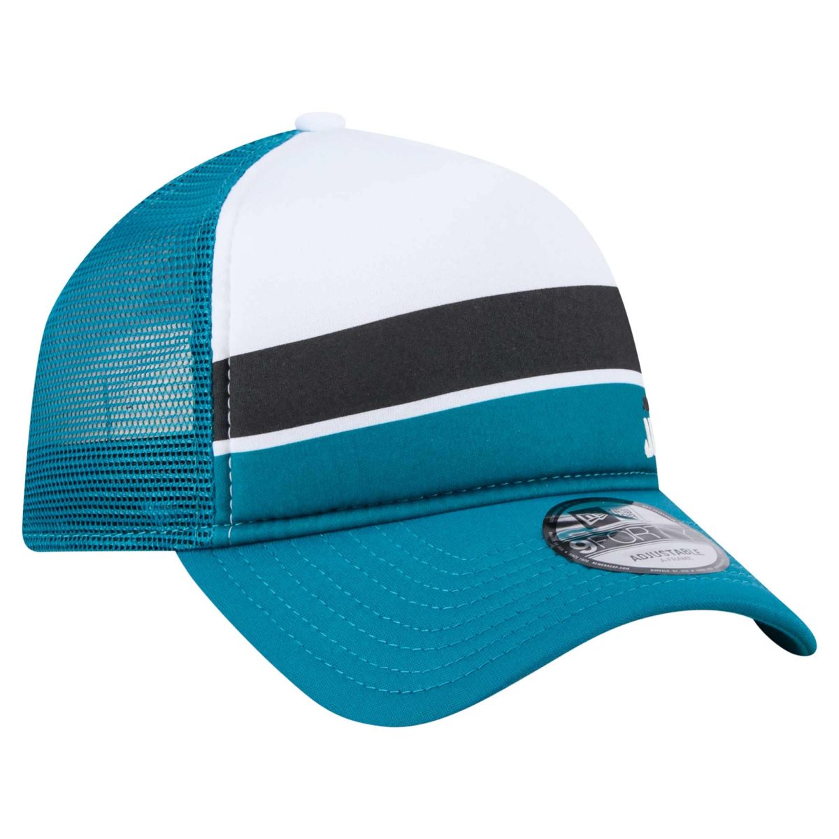 preschool new era teal jacksonville jaguars sport night color block 9forty a-frame trucker adjustable hat Collection – Jaguars Jerseys & Hats for Every Fan