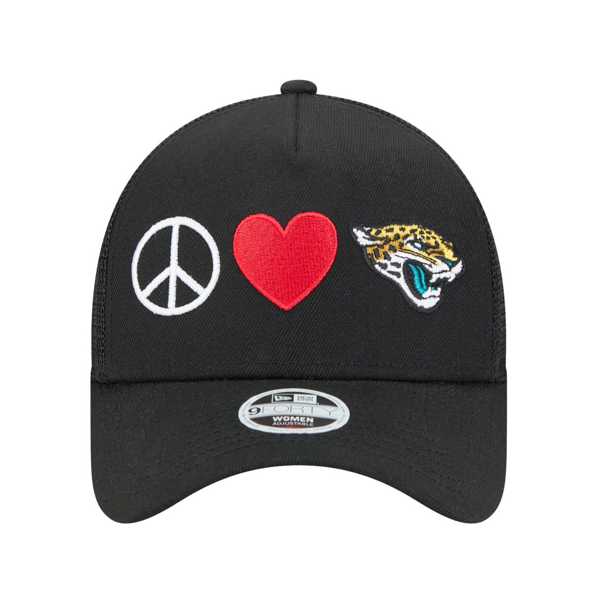 womens new era black jacksonville jaguars peace amp love trucker 9forty adjustable hat Collection – Jaguars Jerseys & Hats for Every Fan