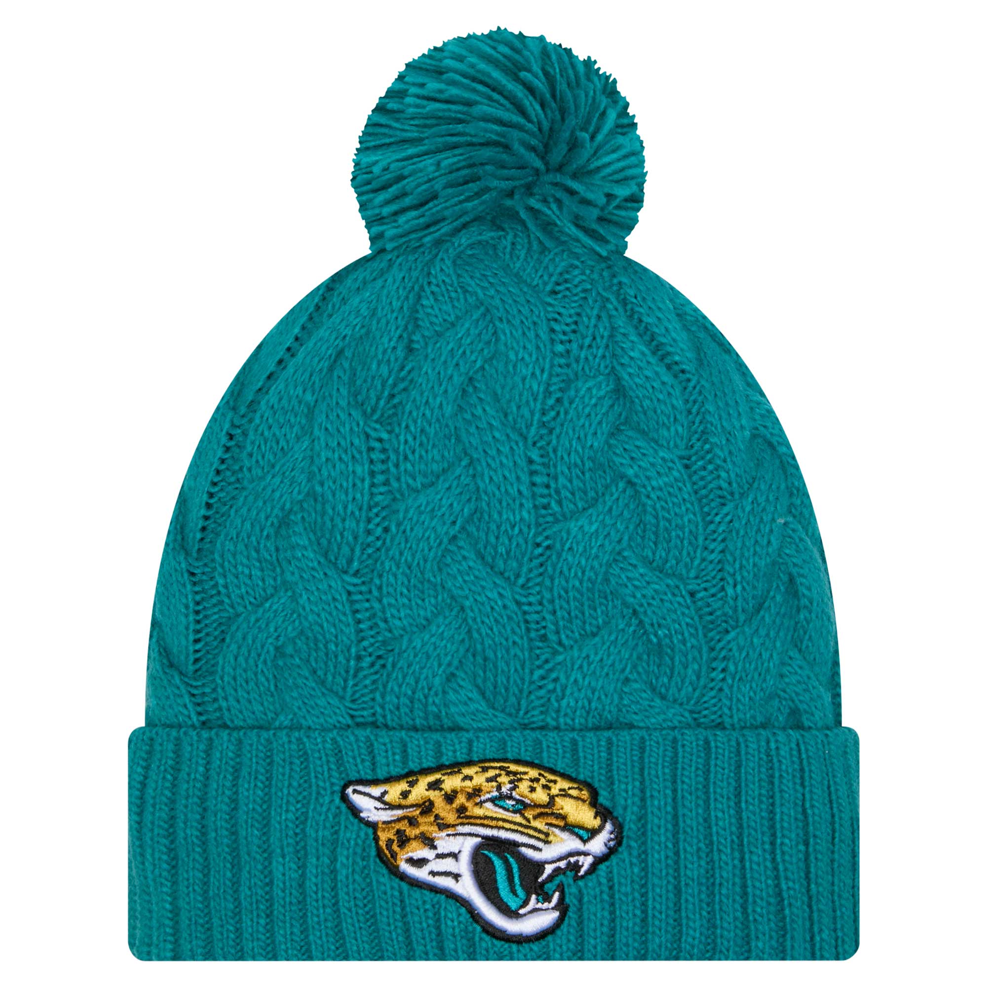 womens new era teal jacksonville jaguars cable cuffed knit hat with pom Collection – Jaguars Jerseys & Hats for Every Fan