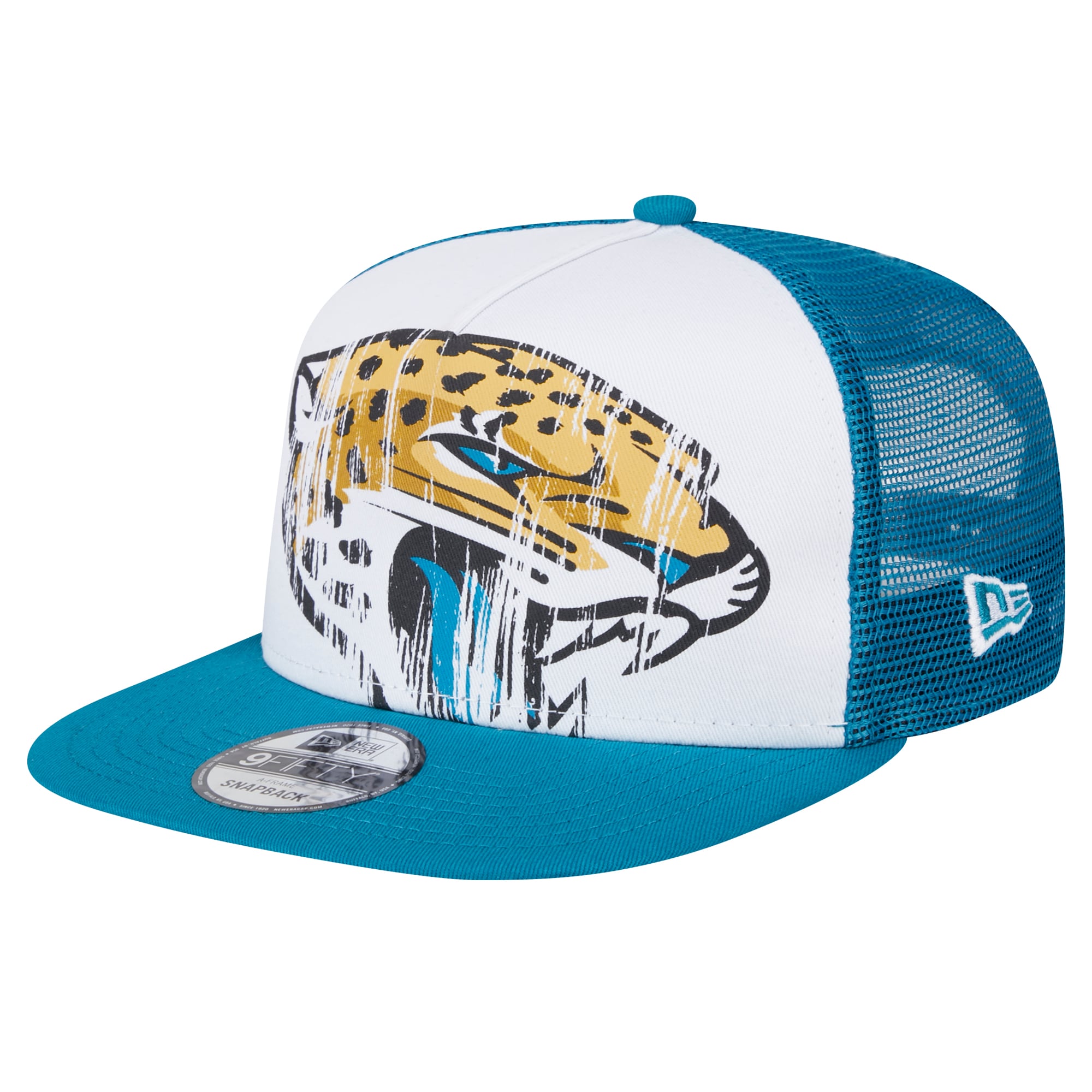 youth new era whiteteal jacksonville jaguars distressed 9fifty a-frame snapback hat Collection – Jaguars Jerseys & Hats for Every Fan