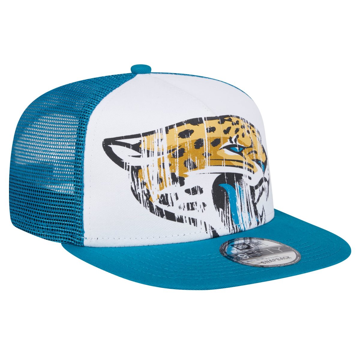 youth new era whiteteal jacksonville jaguars distressed 9fifty a-frame snapback hat Collection – Jaguars Jerseys & Hats for Every Fan